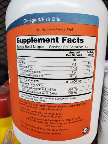 Nutrition Facts Now Omega 3