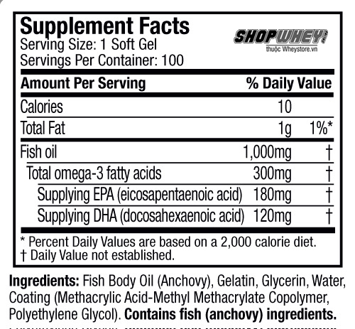 Nutrition Facts Platinum 100% Omega Fish Oil