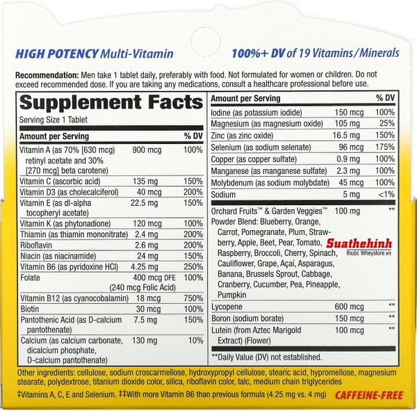 Nutrition Facst Alive Men's Energy Vitamin