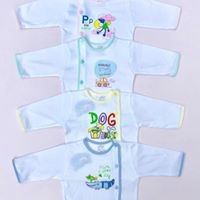 combo 5 áo bác sĩ cho bé sơ sinh màu trắng, in hình tay dài jou