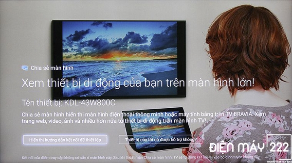 Cách phản chiếu hình ảnh từ điện thoại lên Android tivi Sony