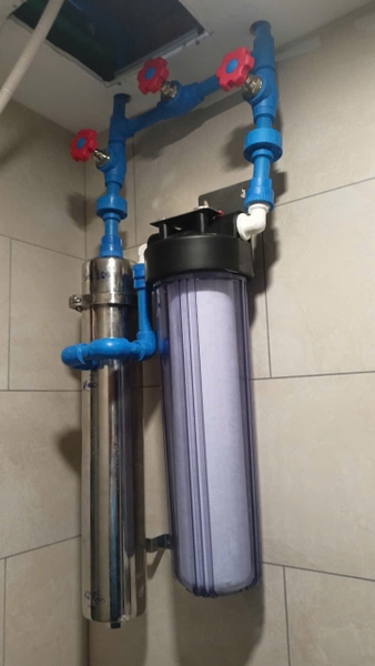 Bộ 3 cốc lọc thô 20 inch lắp đặt trong phòng tắm tại chung cư Picity quận 12