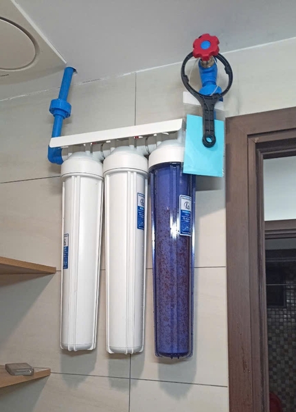 Bộ 3 cốc lọc thô 20 inch lắp đặt trong phòng tắm tại chung cư Picity quận 12