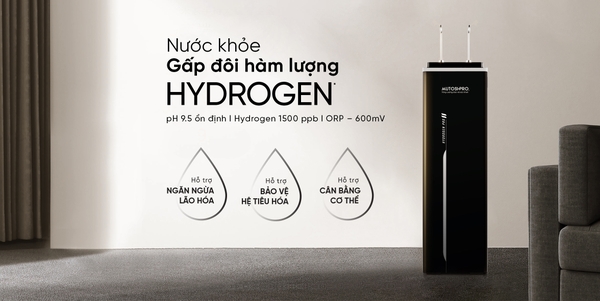 Nước khỏe gấp đôi hàm lượng Hydrogen của Máy lọc nước Mutosi Hydrogen Pro Ion Kiềm MP-F082-HC2H3
