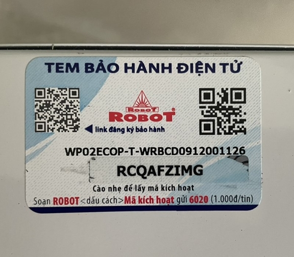 Tem bảo hành điện tử máy lọc nước ION Kiềm Robot IONPRINCE 59