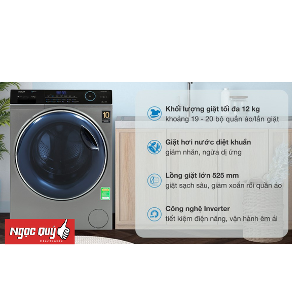 Máy giặt Aqua Inverter 12 kg AQD-A1200H PS  Mới 100% Chính Hãng
