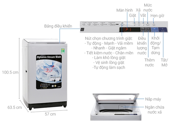 Máy giặt Hitachi SF-120XA 220-VT (COG-W) 12KG
