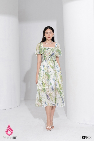 1D3908 - ĐẦM VOAN DÁNG XÒE