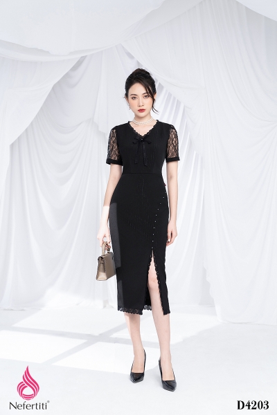 3D4203 - ĐẦM PHỐI REN XẺ ĐÙI