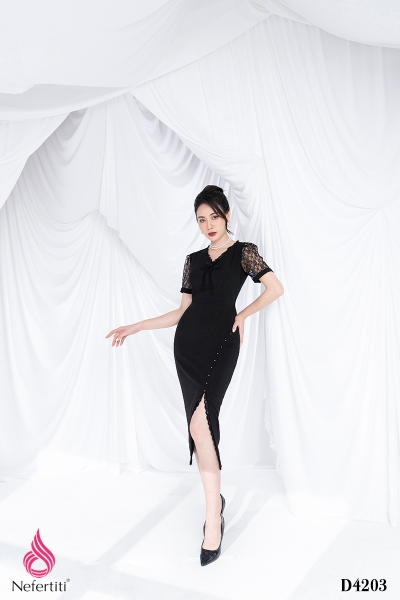 3D4203 - ĐẦM PHỐI REN XẺ ĐÙI