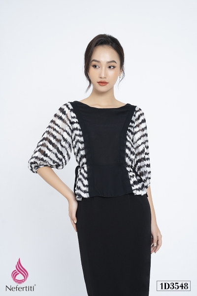 1D3548 - ĐẦM PEPLUM TAY XẾP PHỒNG
