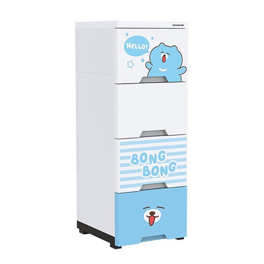 Tủ nhựa sơ sinh 4 ngăn Happy Baby Sunhouse KS-CA343B4, Chất liệu PP an toàn sức khỏe, Dễ dàng tháo lắp, 4 ngăn chứa rộng rãi