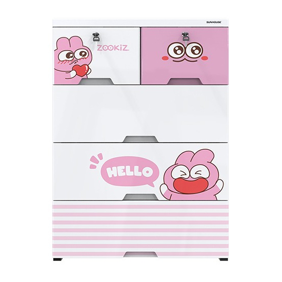 Tủ nhựa sơ sinh 5 ngăn Happy Baby SUNHOUSE KS-CA688G5, Chất liệu PP an toàn sức khỏe, Dễ dàng tháo lắp, 5 ngăn chứa rộng rãi