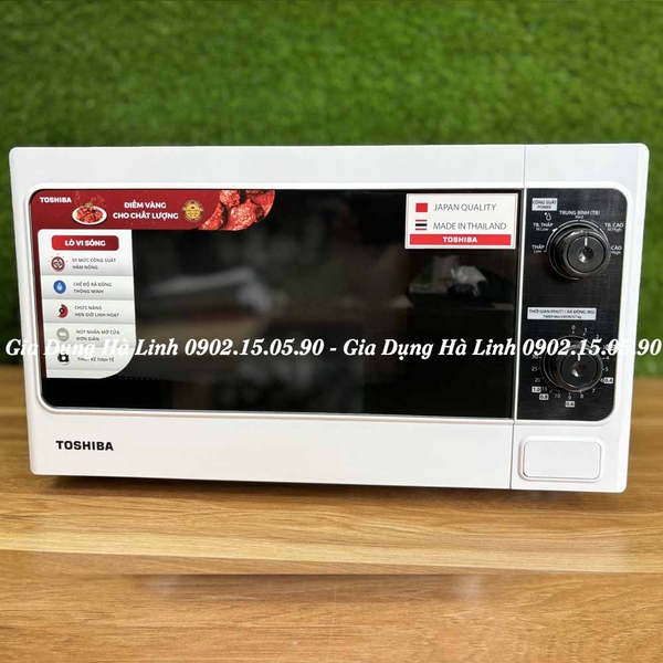 Lò vi sóng Toshiba ER-SM20(W1)VN, Công suất 800W, Dung tích 20 lít, Có chức năng hâm nóng rã đông, Nhập khẩu Thái Lan, Bảo hành chính hãng 12 tháng