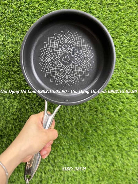 Chảo inox 3 lớp ultra Titanium Sunhouse STI22M - Đường kính 22cm, Inox 3 lớp nguyên khối, Đáy từ phù hợp với mọi loại bếp