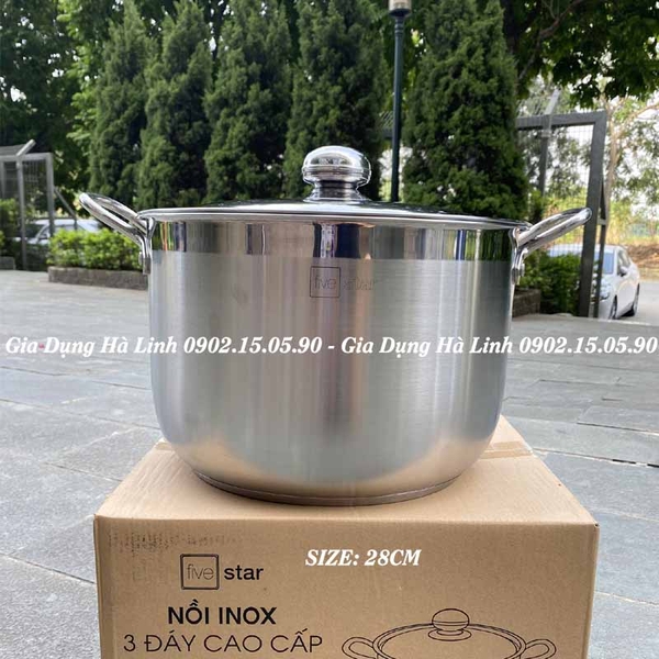 Nồi luộc gà Fivestar THT-FSN28002, Đường kính 28cm, Chất liệu inox 430 cao cấp an toàn sức khỏe, Đáy 3 lớp dày dặn, Sử dụng trên mọi loại bếp