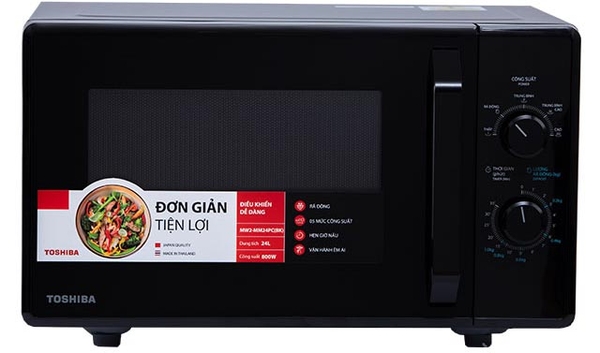 Lò vi sóng Toshiba MW2-MM24PC(BK), Công suất 800W, Dung tích 24 lít, Có chức năng hâm nóng rã đông, Nhập khẩu Thái Lan, Bảo hành chính hãng 12 tháng