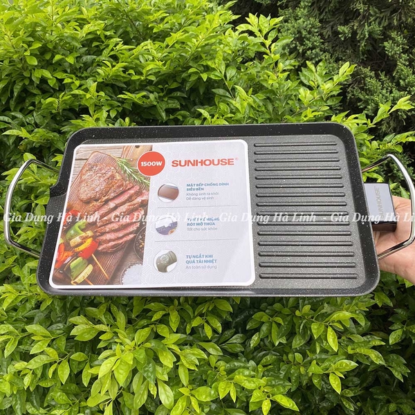 Bếp nướng điện Sunhouse SHD4607, Công suất 1500W, Mặt bếp phủ chống dính Whitford, Điều khiển núm xoay, Bảo hành 12 tháng