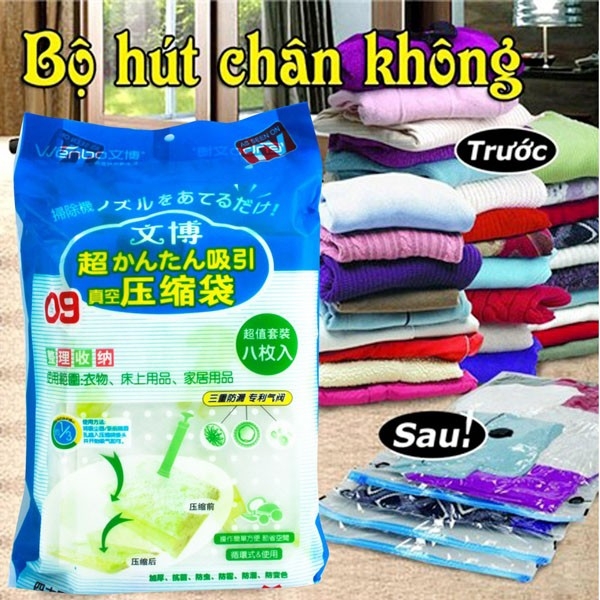 Bộ 8 túi hút chân không kèm bơm tay