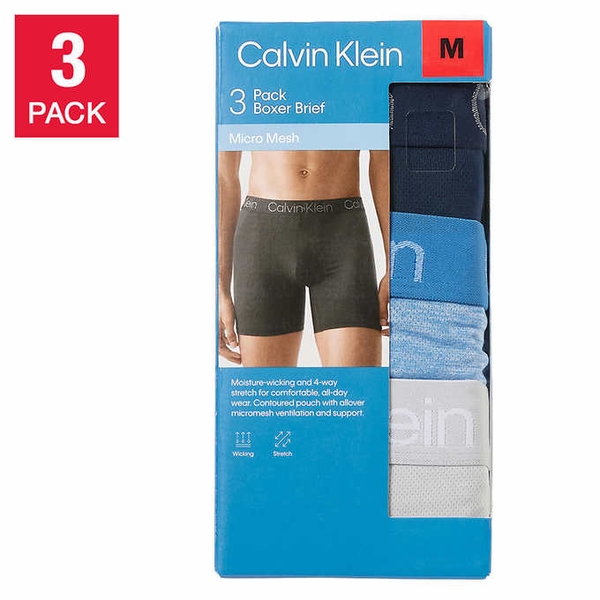 QUẦN LÓT LƯỚI SIÊU NHỎ DÀNH CHO NAM SET MÀU XANH CALVIN KLEIN MEN'S MICRO  MESH BOXER, SET CÁI