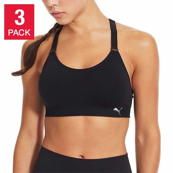 ÁO NGỰC THỂ THAO NỮ SET MÀU ĐEN - PUMA LADIES' SPORTS BRA, SET 3 CÁI Thích  Xài Hàng Mỹ