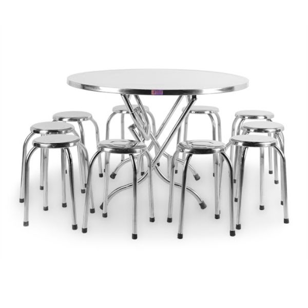 Bộ bàn ăn tròn inox 10 chỗ ngồi