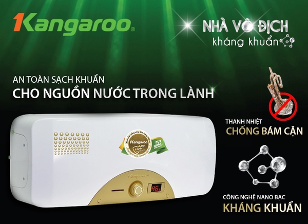 Bình nước nóng Kangaroo với chức năng kháng khuẩn