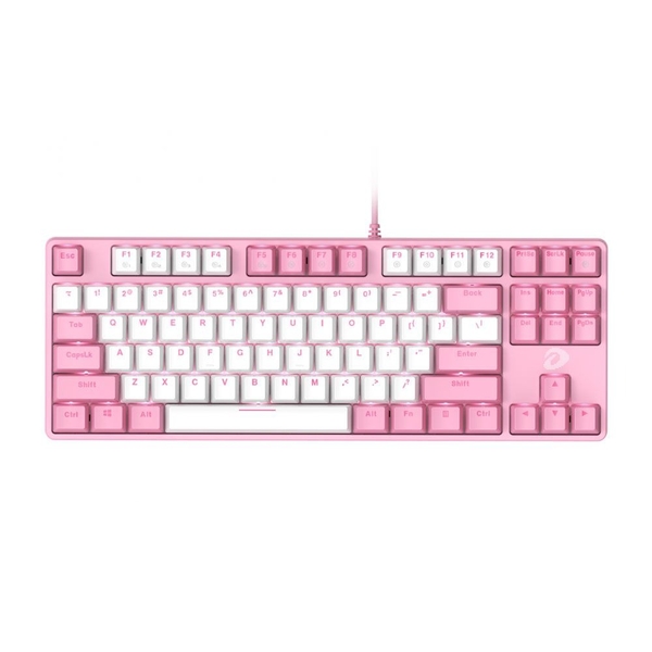 Bàn Phím Cơ Dare-U EK87 White Pink Led Gaming Red Switch (Hồng Trắng)