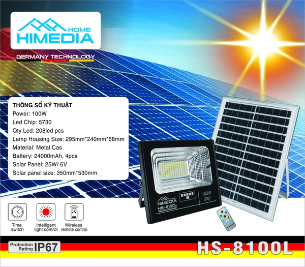 Đèn Năng Lượng Mặt Trời Himedia HS-8100L