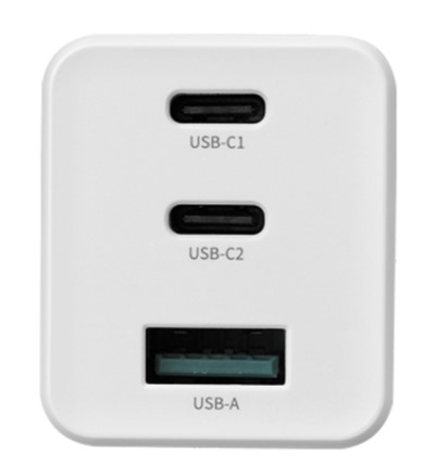 Củ sạc Rapoo PA65L 65W 3 cổng (2xUSB-C + 1xUSB-A) màu trắng PA65L-White