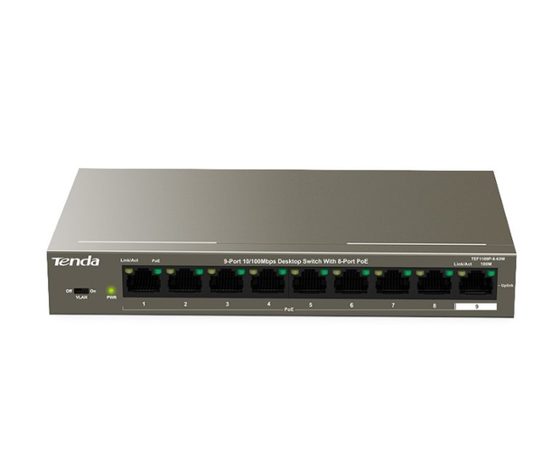 Switch POE 9 Port 10/100Mb (8 Port POE) TENDA TEF1109P-63W