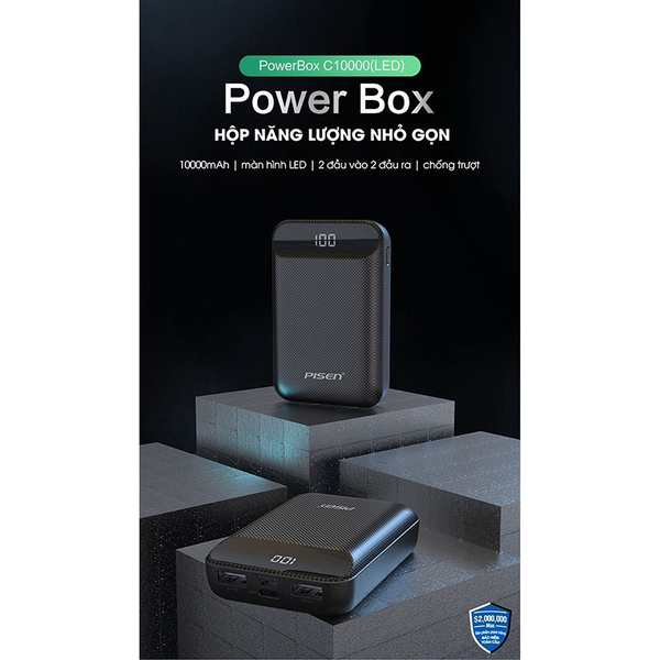 PIN DỰ PHÒNG PISEN POWER BOX C10000 10000MAH TP-D01CJ