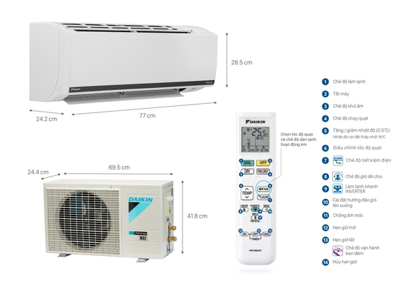 Máy lạnh Daikin FTKB25XVMV - 1HP - Inverter (New 2023)
