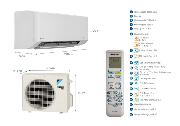 Máy lạnh Daikin Inverter FTKY25WAVMV - 1.0HP