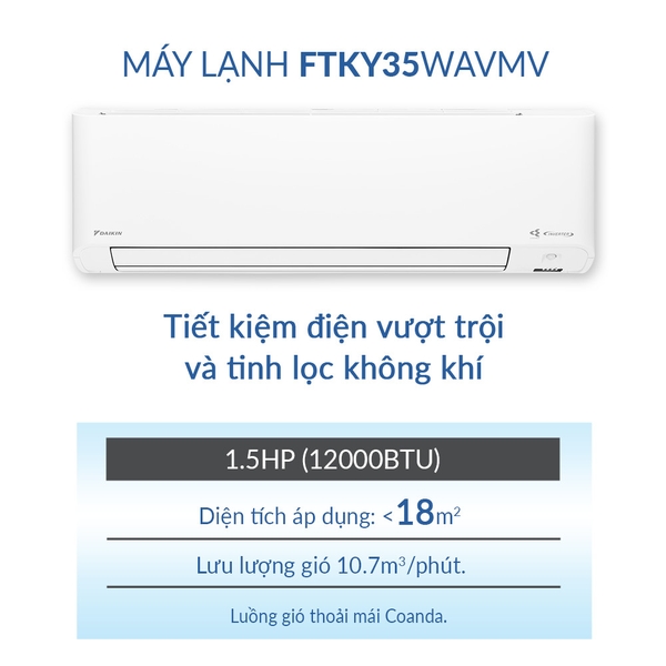 Máy lạnh Daikin Inverter FTKY35WAVMV - 1.5HP