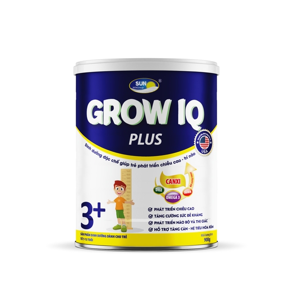 Sữa GROW IQ PLUS SUN Milk Group 900g – Sản phẩm dinh dưỡng đặc chế giúp trẻ phát triển chiều cao.