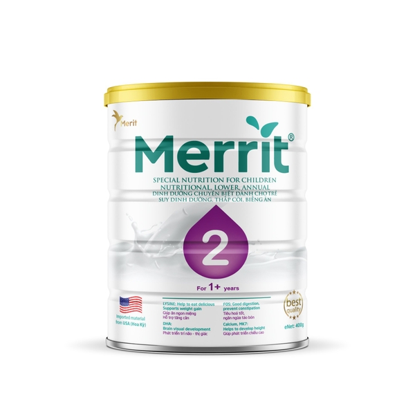 Sữa  MERRIT 2  400g -  Sản phẩm dinh dưỡng chuyên biệt dành cho trẻ suy dinh dưỡng, thấp còi, biếng ăn từ 1 tuổi trở lên