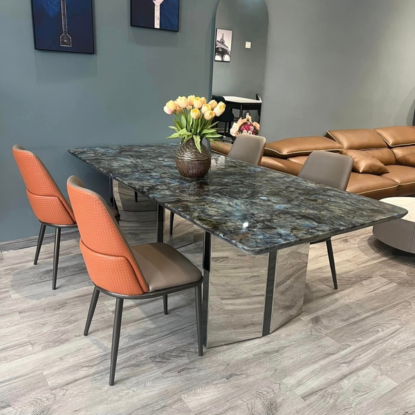 Bàn ăn U-Steel mặt đá marble hiện đại sang trọng