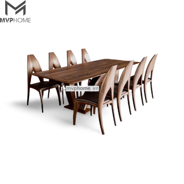 Bộ bàn ăn 8 ghế gỗ queen đậm chất sang trọng