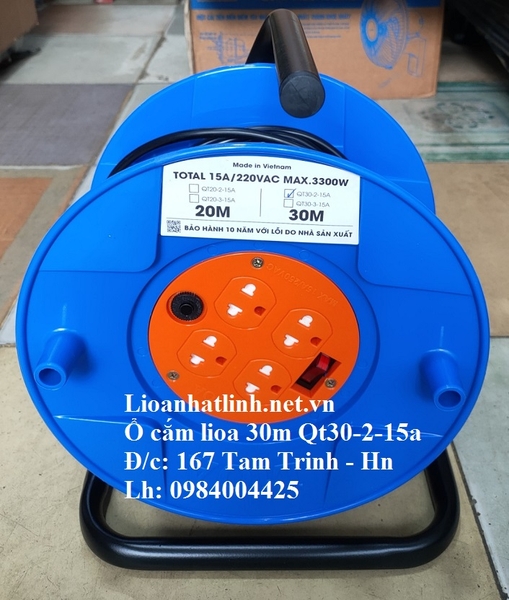 Ổ CẮM KÉO DÀI QUAY TAY LIOA KIỂU RULO 30M - 3300W ( QT30 - 2 - 15A)