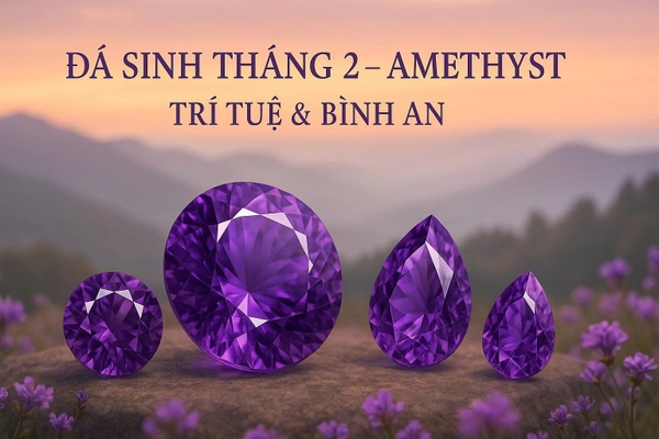 Đá Quý Cho Người Sinh Tháng 2 – Amethyst: Biểu Tượng Của Trí Tuệ, Bình An & Trực Giác