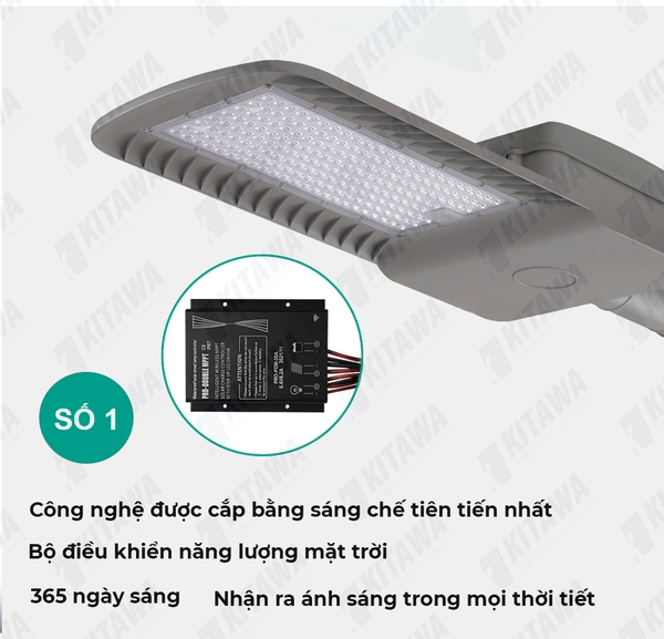 [100W; 180W] Đèn đường năng lượng mặt trời Kitawa BCCT06