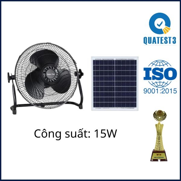 Quạt Năng Lượng Mặt Trời Màu Đen Kitawa 15W KQ115