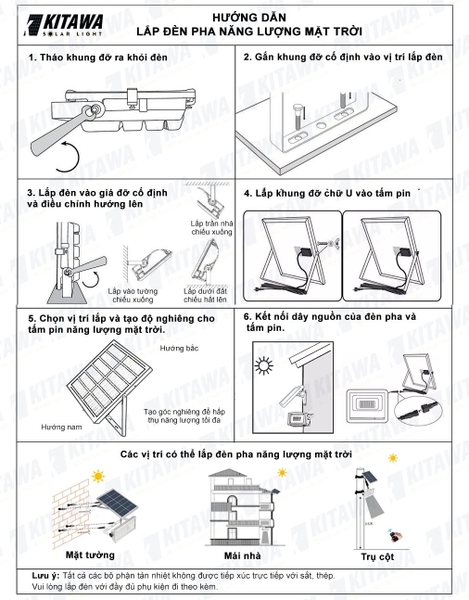 [100W] Đèn pha năng lượng mặt trời Kitawa 100W DP6100