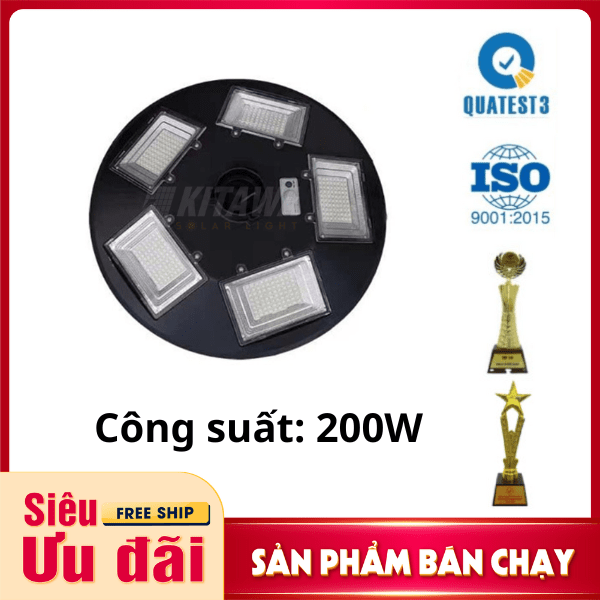 [200W] Đèn Năng Lượng Mặt Trời Kitawa Hình Đĩa Bay UFO 200W - UF1200 (24.000 mAH)