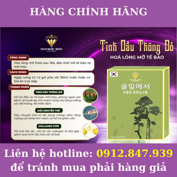 TINH DẦU THÔNG ĐỎ HỒNG GẤM DIAMOND SKIN HỖ TRỢ GIẢM MỠ