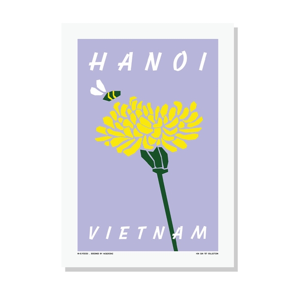 Hoa Tết Hà Nội: Hoa Vàng Và Con Ong A3 Print