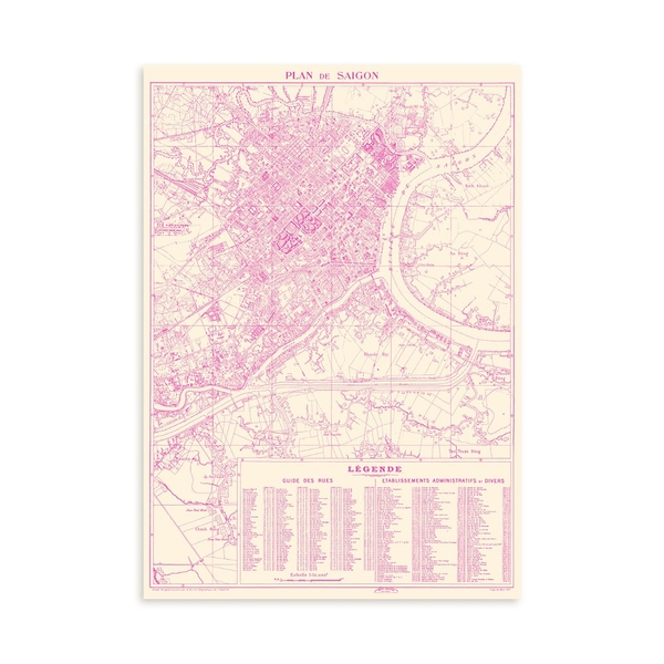 Sài Gòn Map Pink A3 Riso Print