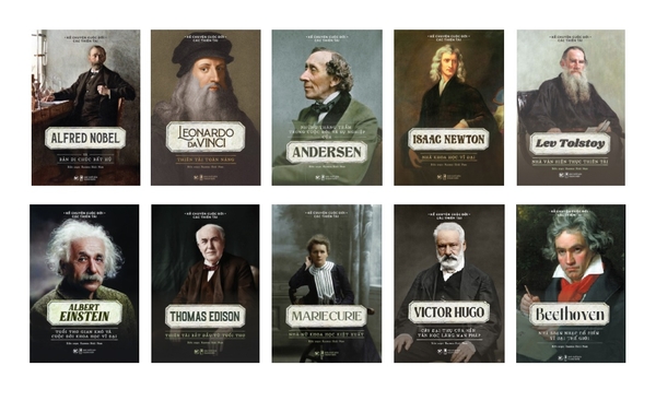 Combo 8  cuốn bộ sách thiên tài (2b): Beethoven, Marie Curie, Leonardo DaVinci, Alfred Nobel, Andersen, Lev Tolstoy, Thomas Edison, Isaac Newton