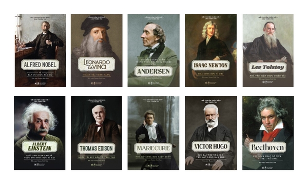 Combo 8 cuốn bộ sách thiên tài (2b): Beethoven, Marie Curie, Leonardo DaVinci, Alfred Nobel, Andersen, Lev Tolstoy, Thomas Edison, Isaac Newton